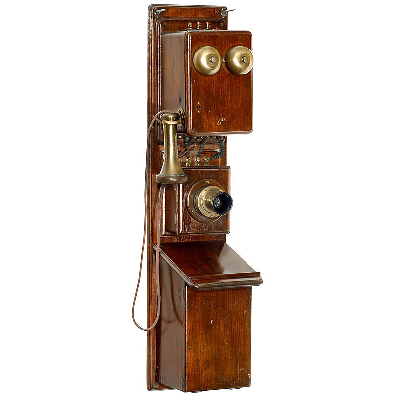 Large Wall Telephone ""Alexander Graham Bell"", 1880 American model, with ""Blake"" microphone, ""