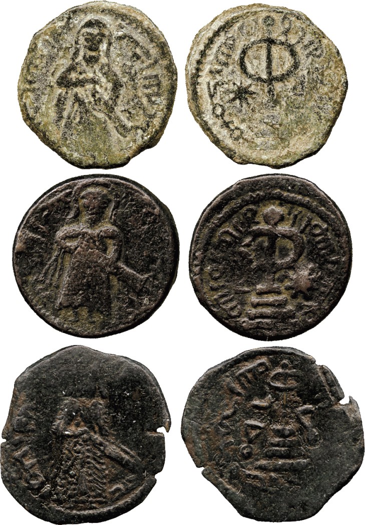 ISLAMIC COINS. ARAB BYZANTINE. ‘Abd al-Malik, Copper Fals (3), ‘Amman (2), undated, 16.5mm, 3.11g