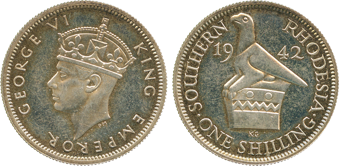 † AFRICA. Rhodesia. Southern Rhodesia. Silver Proof Shilling and Shilling, 1942 (KM 18).Mint state