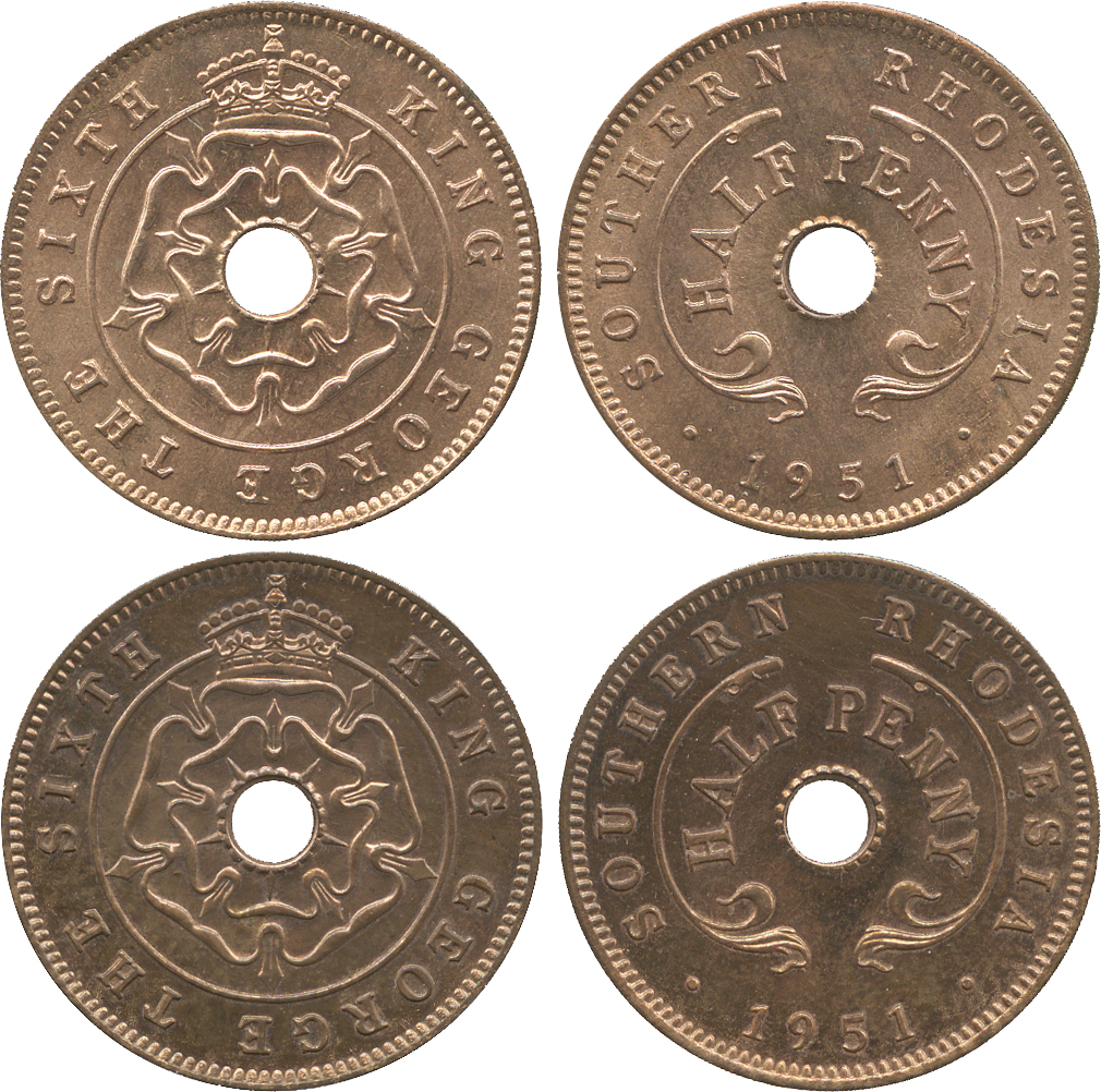† AFRICA. Rhodesia. Southern Rhodesia. Bronze Proof ½-Penny and ½-Penny, 1951 (KM 26). Choice