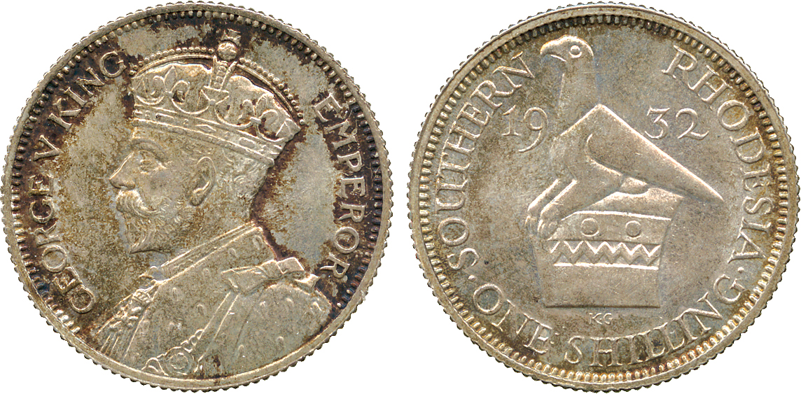 † AFRICA. Rhodesia. Southern Rhodesia. Silver Shilling, 1932 (KM 3). Choice uncirculated. Part of