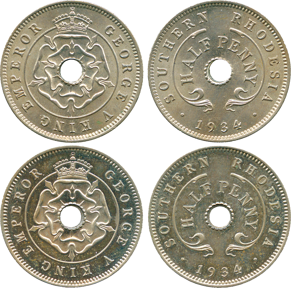 † AFRICA. Rhodesia. Southern Rhodesia. Cupro-nickel Proof ½-Penny and ½-Penny, 1934 (KM 6). Gem