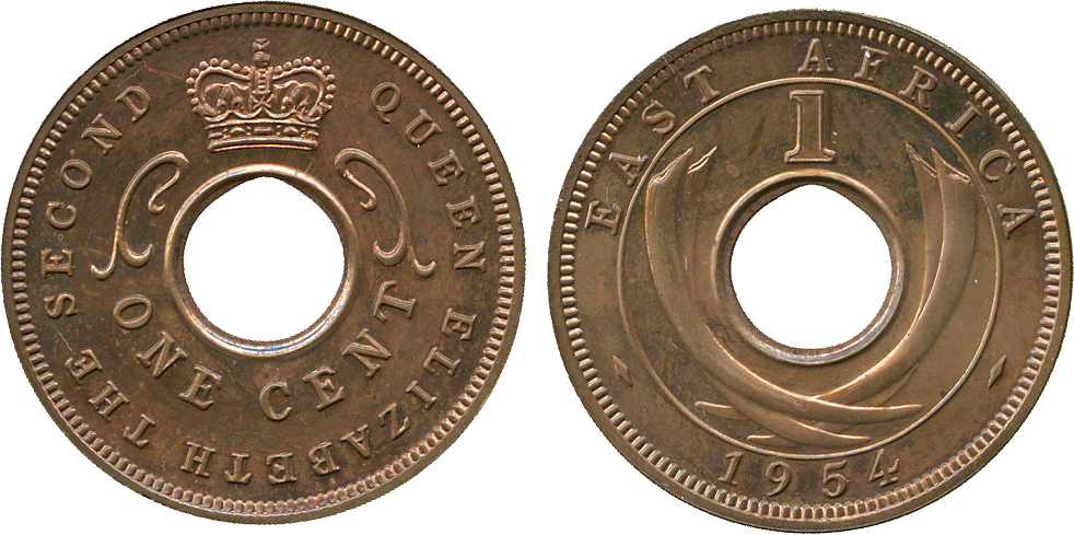 † AFRICA. East AFRICA. Bronze Proof Cent, 1954 (KM 35). Choice uncirculated, moderately toned. The