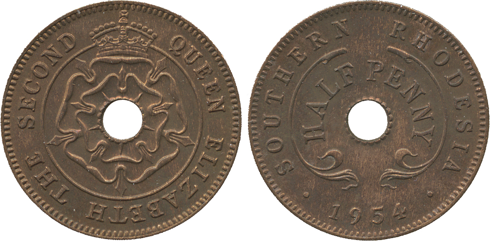 † AFRICA. Rhodesia. Southern Rhodesia. Bronze ½-Penny, 1954, one year type (KM 28). Uncirculated