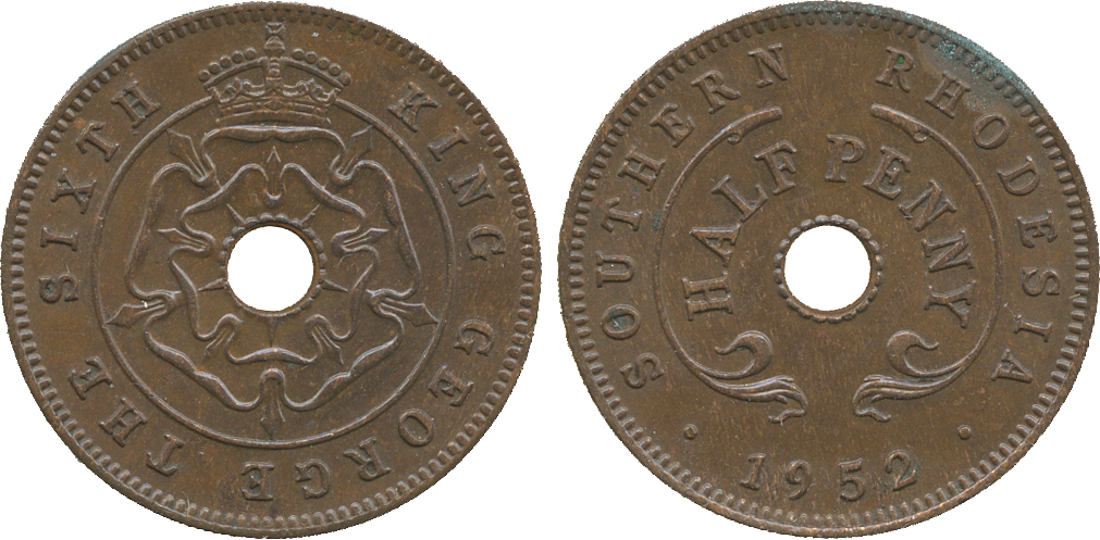 † AFRICA. Rhodesia. Southern Rhodesia. Bronze ½-Pennies (2) 1952 (KM 26). Extremely fine, darkly
