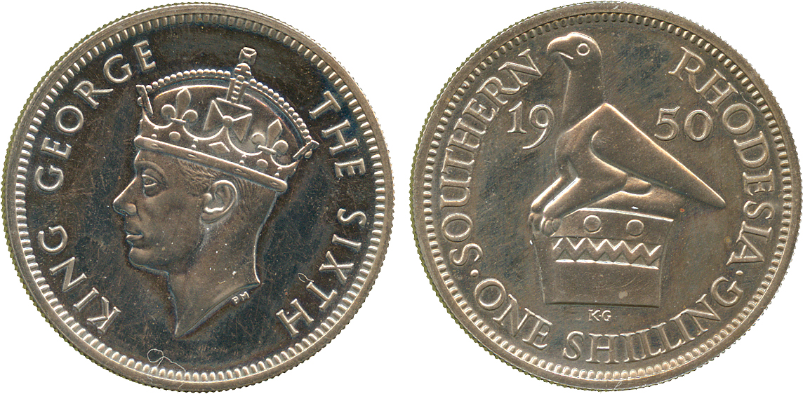 † AFRICA. Rhodesia. Southern Rhodesia. Cupro-nickel Proof Shilling and Shilling, 1950 (KM 22).