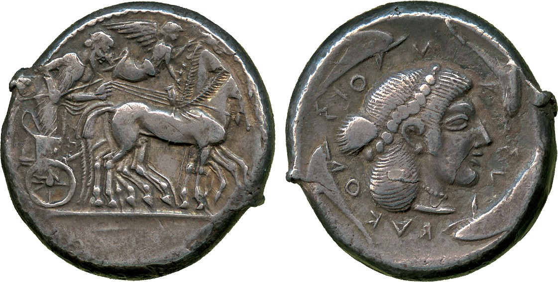 ANCIENT COINS. Greek. Sicily, Syracuse (Deinomenid Tyranny, 485-466 BC), Silver Tetradrachm,