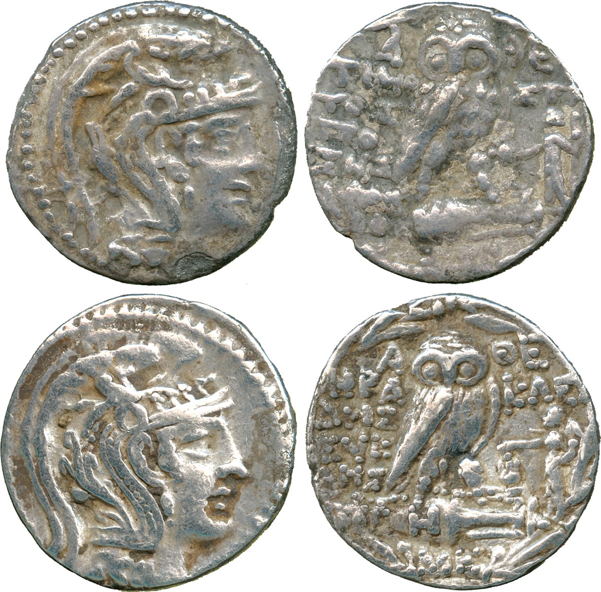ANCIENT COINS. Greek. Attica, Athens (c.165-42 BC), Silver New Style Tetradrachms (2), helmeted head