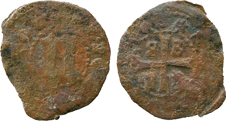 WORLD COINS. Crusader. House of Gattilusio, Nicolo (1459-1462), Copper 16mm, family arms, rev