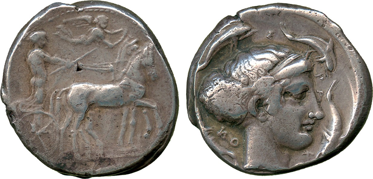 ANCIENT COINS. Greek. Sicily, Syracuse (second Democracy, 466-405 BC), Silver Tetradrachm, struck