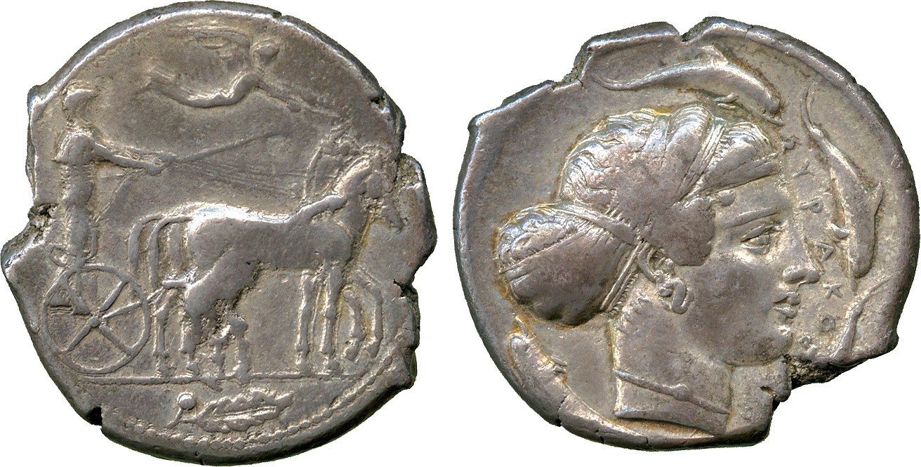 ANCIENT COINS. Greek. Sicily, Syracuse (second Democracy, 466-405 BC), Silver Tetradrachm, struck