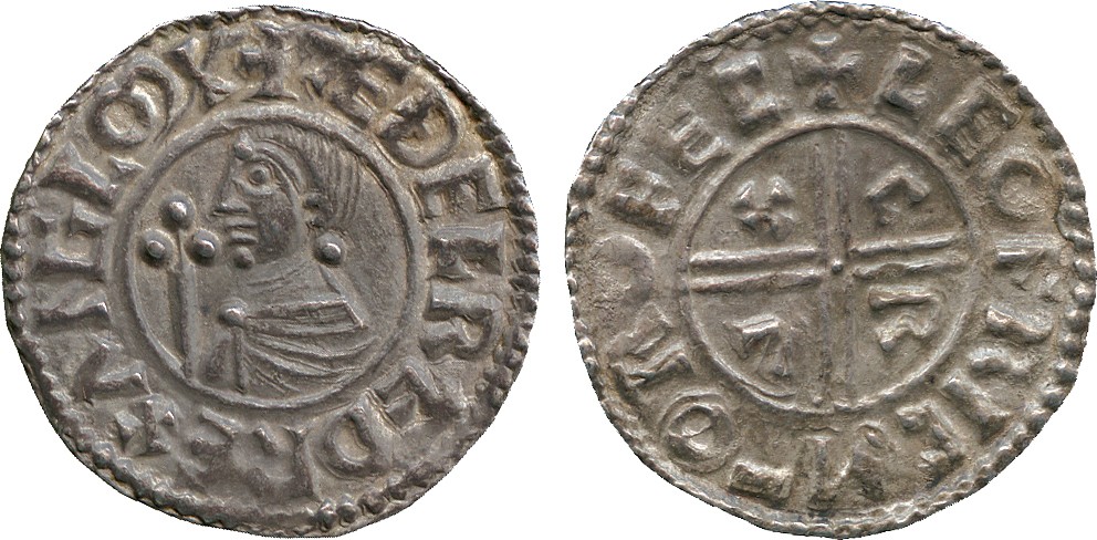 BRITISH COINS. Aethelred II, Silver Penny, CRVX type (c.991-997), Rochester mint, moneyer Leofric,
