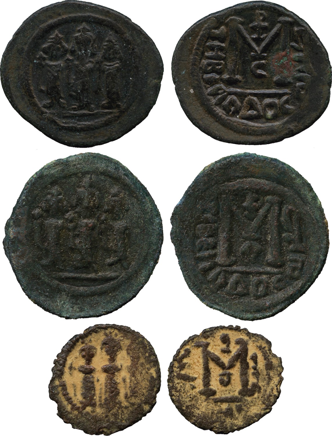 ISLAMIC COINS. ARAB BYZANTINE. Three Standing Figures, Copper Fals (3), Tabariya undated, 25mm, 4.