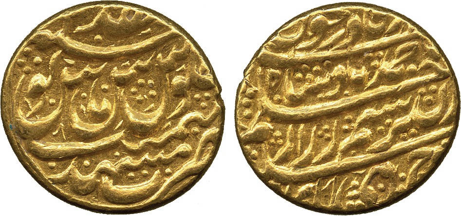 ISLAMIC COINS. DURRANI. Ahmad Shah Durr-i Durran (1160-1186h), Gold Mohur, Mashhad (1160h), 10.