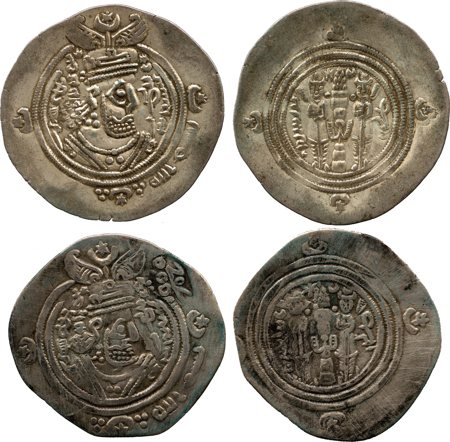 ISLAMIC COINS. ARAB SASANIAN. Salm b. Ziyad, Silver Drachms (2), MRW = Marw 63h, 3.97g and 64h,