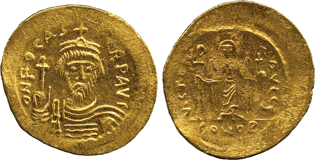 ANCIENT COINS. Byzantine. Focas (AD 602-610), Gold Solidus, Constantinople, ON FOCAS-PERP AVI,