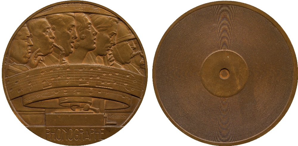 COMMEMORATIVE MEDALS. EUROPEAN ART MEDALS. France, “Phonographe”, Bronze Medal, c.1930, by Maurice
