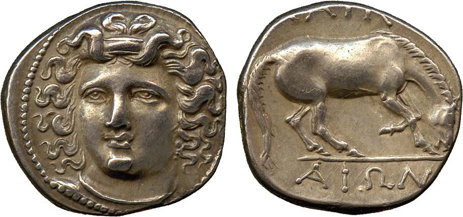 ANCIENT COINS. Greek. Thessaly, Larissa (c.356-342 BC), Silver Drachm, head of the nymph Larissa