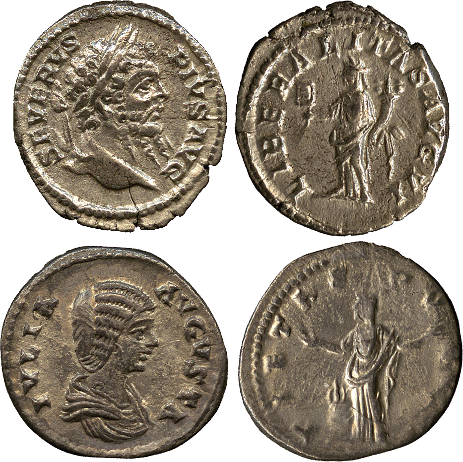 ANCIENT COINS. Roman,. A Collection Of The Coins Illustrated In Silver Heads, Royal Tales. Septimius