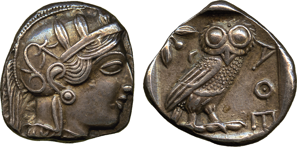 ANCIENT COINS. Greek. Attica, Athens (after 449 BC), Silver Tetradrachm, head of Athena facing