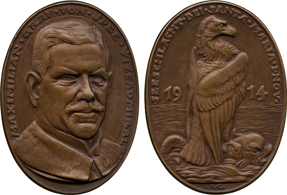 COMMEMORATIVE MEDALS. MEDALS BY SUBJECT. World War I, Germany, Vice-Admiral Maximilian Graf von Spee