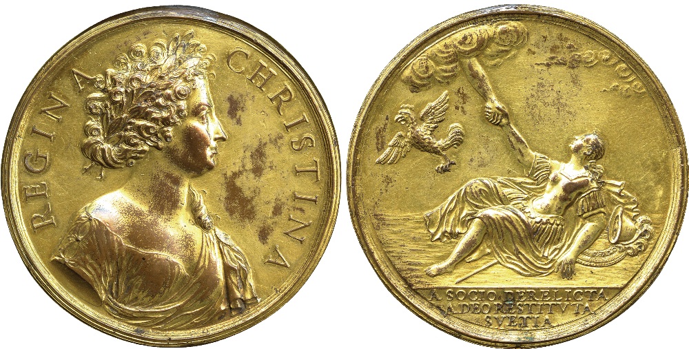 COMMEMORATIVE MEDALS. WORLD MEDALS. Italy. Queen Christina of Sweden (1626-1689, Queen 1632-1654),