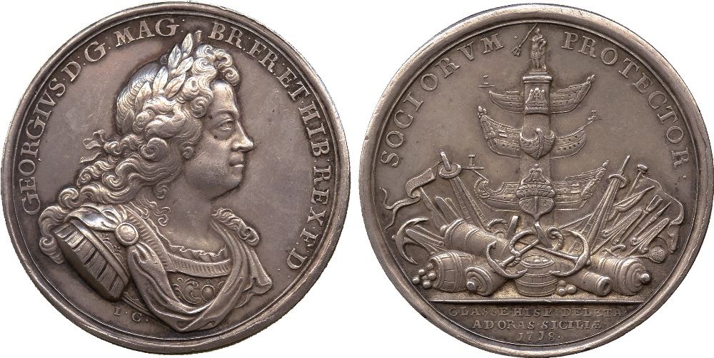 COMMEMORATIVE MEDALS. BRITISH MEDALS. George I, Naval Action off Cape Passaro, Silver Medal, 1718,