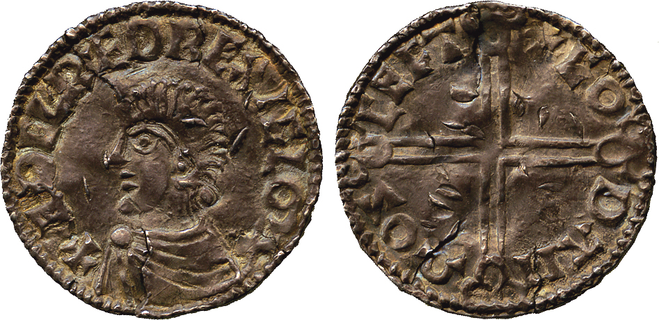 BRITISH COINS. Other Properties. Aethelred II, Penny, Long Cross type (c.997-1003), Shaftesbury