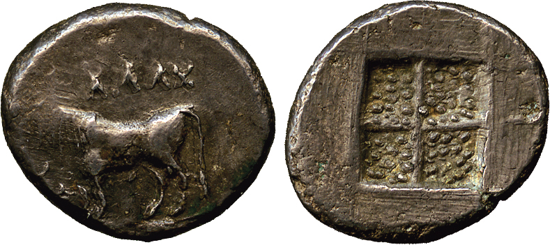 ANCIENT COINS. Greek. Bithynia, Kalchedon (c.367-340 BC), Silver Drachm, KA?X, bull standing left,