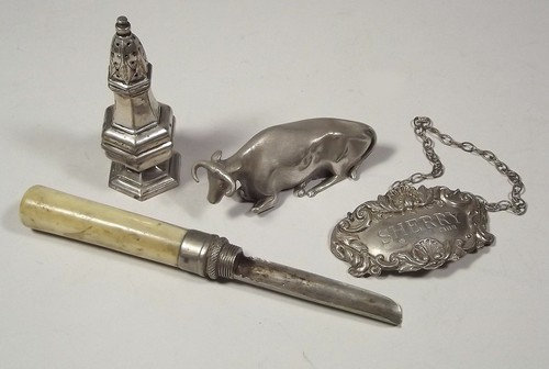 APPLE CORER ETC.
A George III silver & ivory apple corer by Joseph Taylor, Birmingham 1800 & three