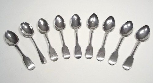 SPOONS
Seven Victorian teaspoons by John Osment, Exeter 1850 & two other spoons.