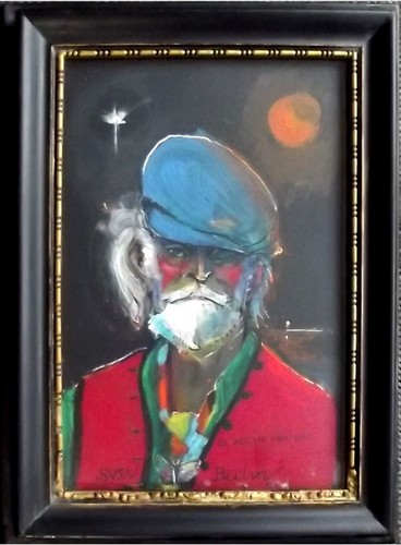 SVEN BERLIN
Self portrait. Mixed media on card. Signed, dated '93 & inscribed 'El Noche Obscuro'.