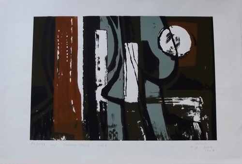 R. J. LLOYD
Screenprint. 'Figures & Standing Stones' Signed artist's proof, titled & dated 1969.