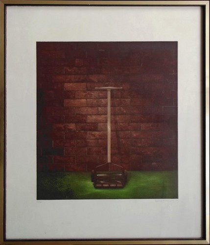 TERENCE MILLINGTON
Lawn mower. Limited edition colour etching. Number 22/150. Signed & dated: '79.