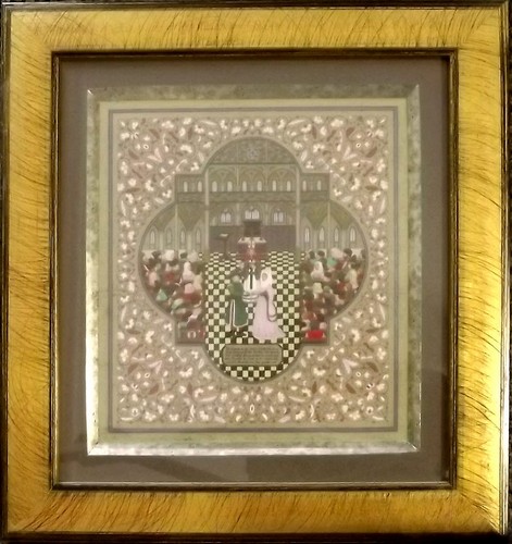 JAMES B. WOODS
'Medieval Wedding'. Mixed media. Signed, titled & artist's label to reverse. 8 1/2