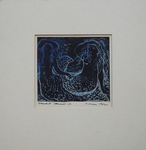 WILLIAM FISHER
Print of a mermaid. Signed on the mount 'William Fisher Mousehole Cornwall 1960'.