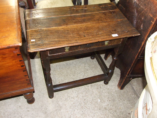 EARLY OAK HALL TABLE WITH SIDE DRAWER