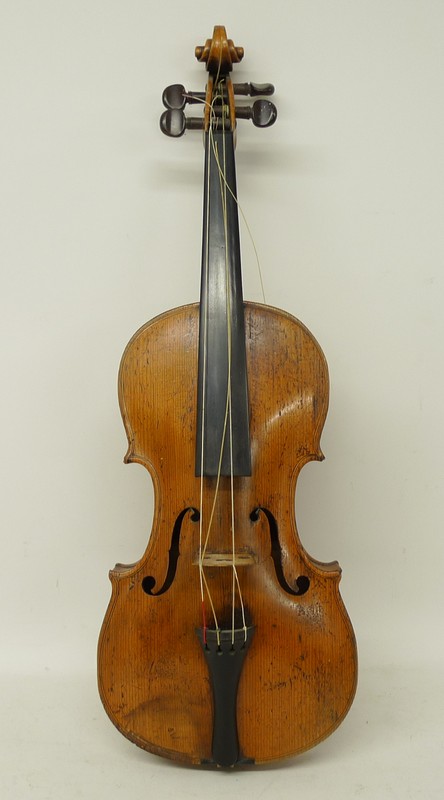 A mid/late 19th century German, probably Dresden, trade violin, having an unusually deep body and