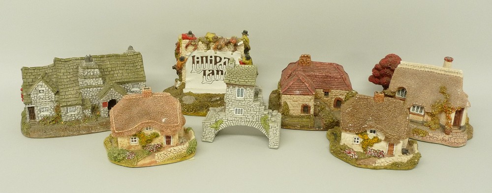 A quantity of Lilliput Lane sculptures, comprising Scroll on the Wall 1986, two Clover Cottages,