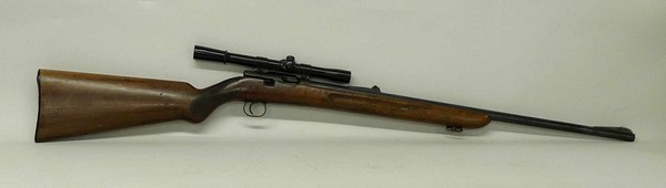 Militaria: a Mauser .22 long rifle, No: 86868 with scope, bolt missing.