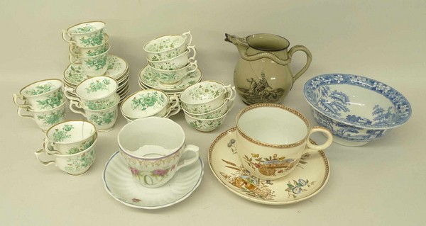 A quantity of 19th century ceramics including nine coffee cups, eight tea cups with sixteen saucers,