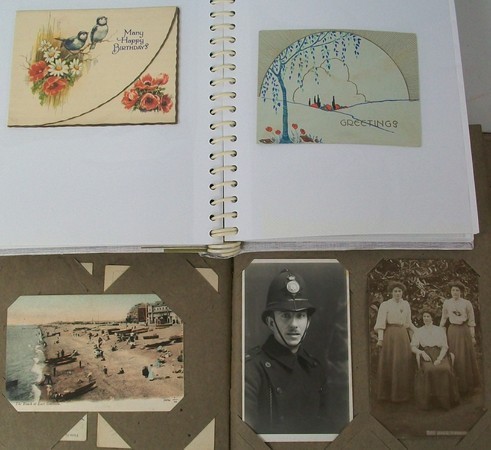 A collection of mixed, used stamps, pre war greetings cards, eight humorous post cards and an