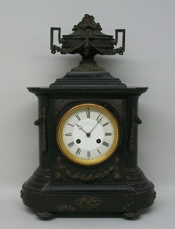 A Page, Keen & Page, Plymouth, mantel clock, late 19th century, with a Belgian slate case with