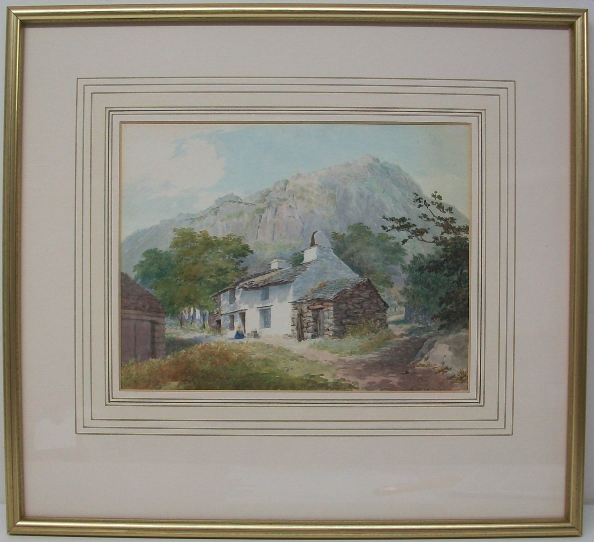 A. M. Cornforth (British): a watercolour of the cottage where Wordsworth was born, Cumberland,