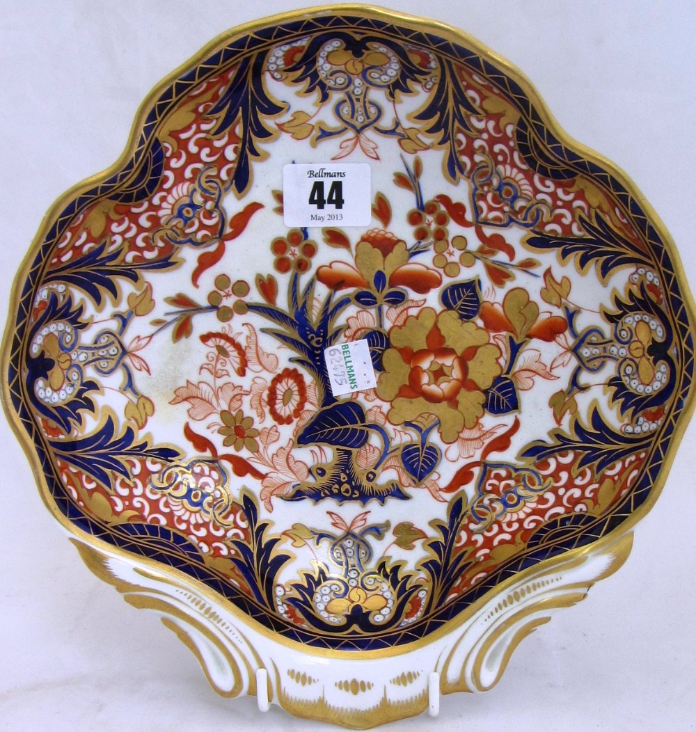 A set of four Crown Derby Imari pattern serving dishes of shaped form, 19th century, two matching