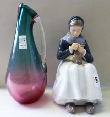 A Royal Copenhagen figure of a young Dutch girl, and a Murano glass jug (2).