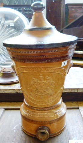 A Doulton and Watts stoneware water filter, No 3 Patent, 57cm high.
