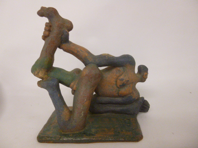 Studio sculpture of a stylised nude male indistinguishable impressed signature, height 25cms