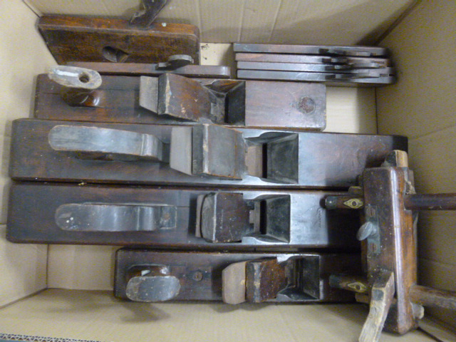 Box of various wooden planes