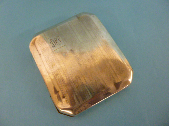 Silver cigarette case with engine turned decoration, hallmarked Birmingham 1927, 98.8g